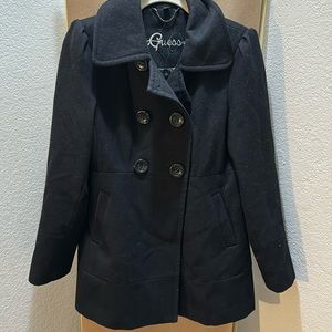 Guess Black Pea Coat size Size M , gently used and very warm